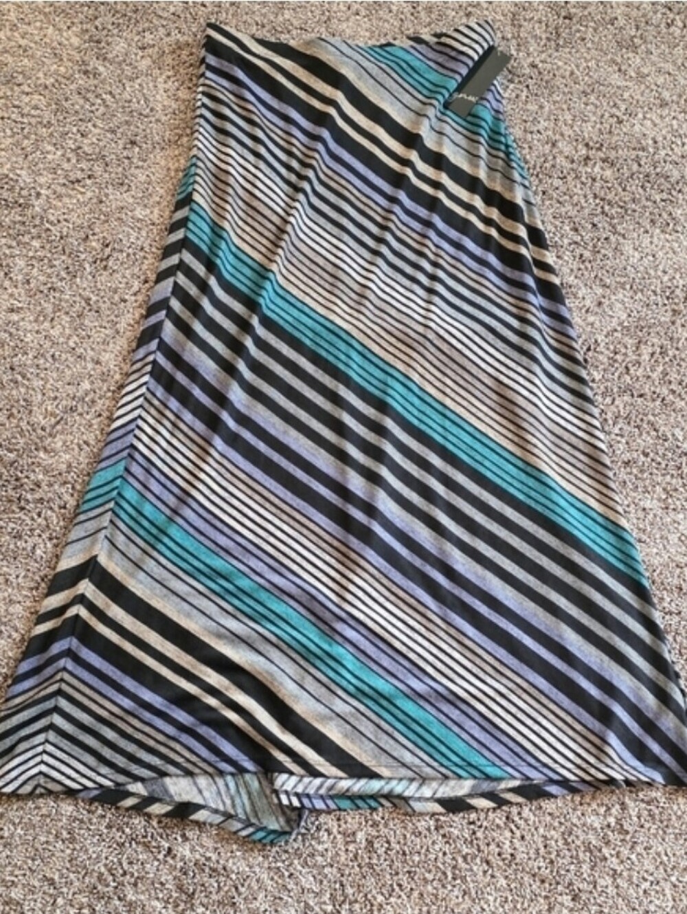 GNW Striped Maxi Skirt in Black, Gray, and Blues- Size Small - Picture 5 of 5
